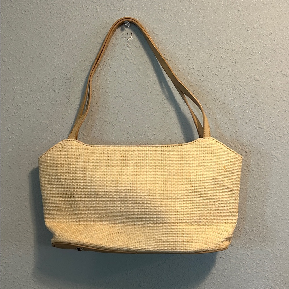 Vintage Fossil Forever Floral Appliqué Faux Straw Shoulder Bag - Picture 5 of 9